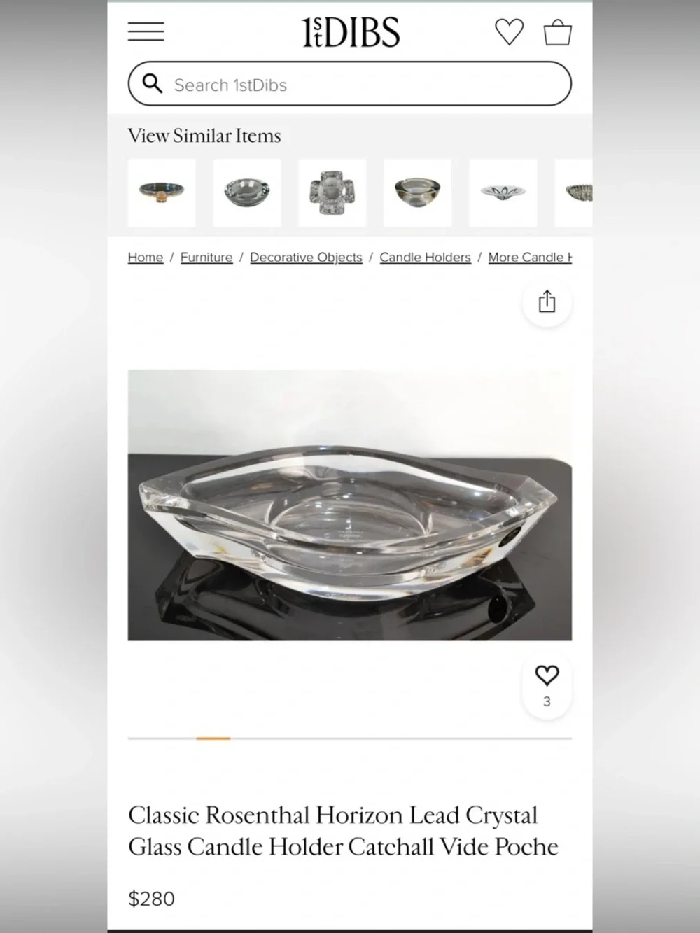 Rosenthal Horizon Lead Crystal Candle Holders Set of 2 Votive Catchall Trinket